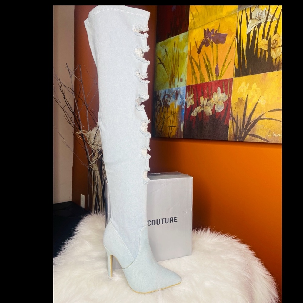 Blue Demin thigh boot